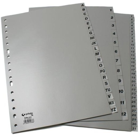 GRAFOPLÁS JUEGO DE ABECEDARIO FOLIO 16 TALADROS PP OPACO GRIS