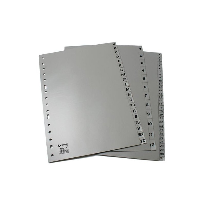 GRAFOPLAS SEPARADORES NUMERICOS A4 PP 1-31 POSICIONES 16 TALADROS OPACO GRIS