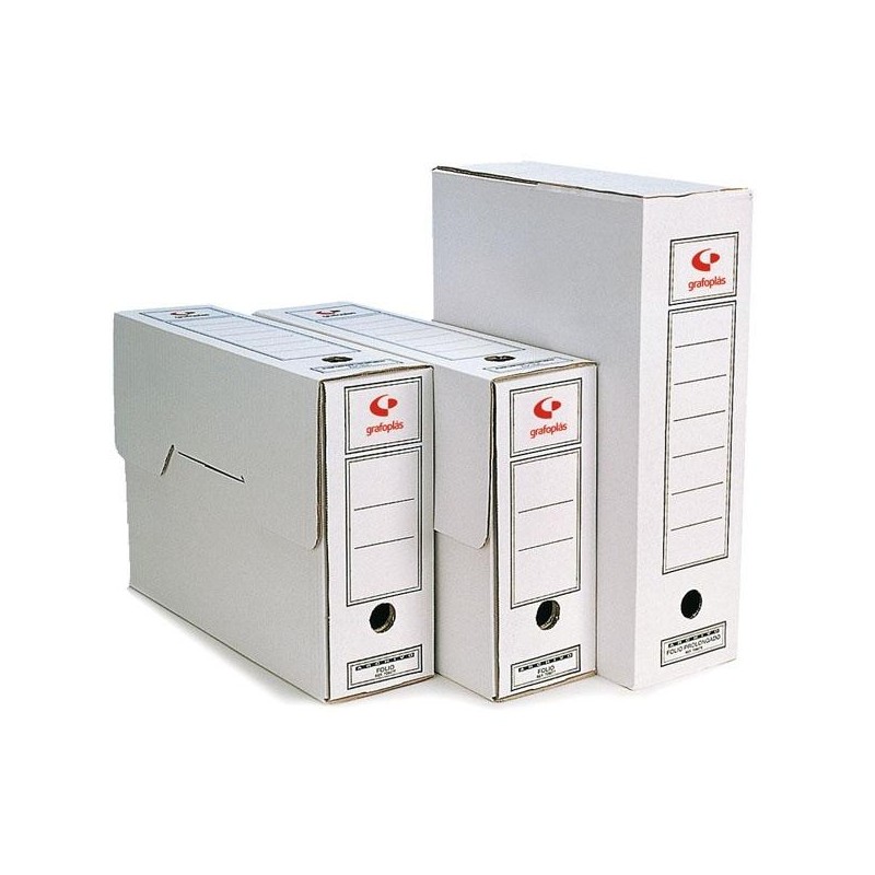GRAFOPLAS CAJA ARCHIVO DEFINITIVO FOLIO CARTÓN FSC BLANCO PACK 10 UD