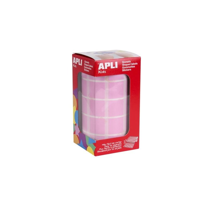 APLI GOMETS CUADRADOS 20MM ROLLO ROSA -ROLLO 1770 UNIDADES-