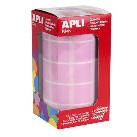 APLI GOMETS CUADRADOS 20MM ROLLO ROSA -ROLLO 1770 UNIDADES-