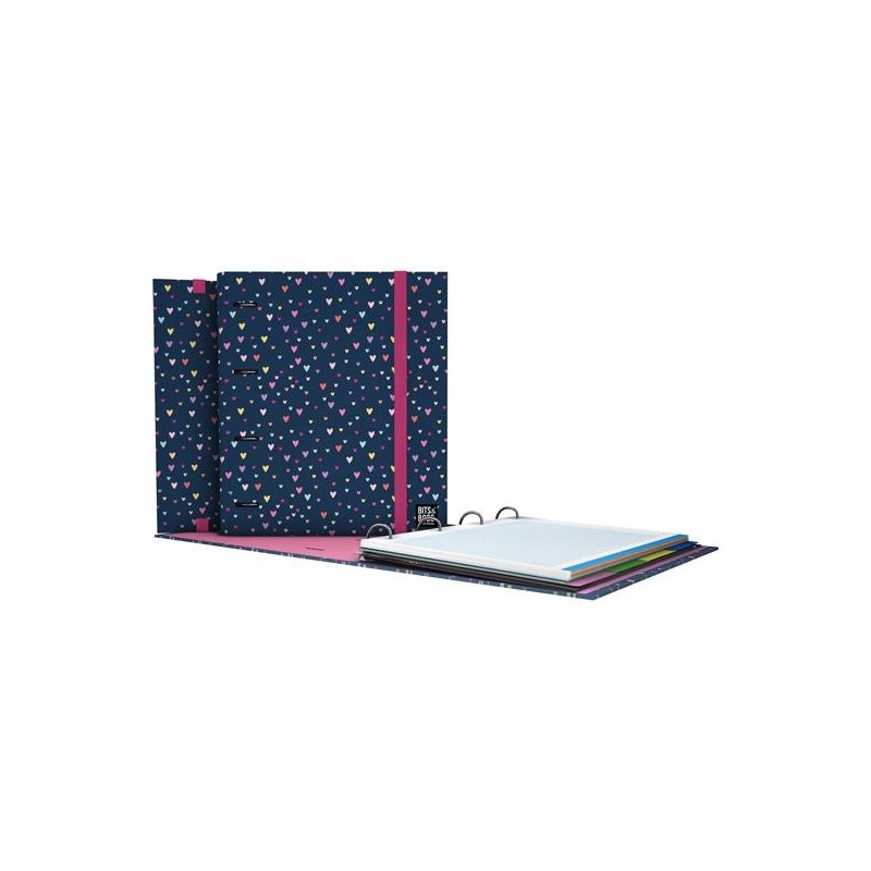 GRAFOPLÁS CARPETA ANILLAS MIXTAS 4X35 CARPEBOOK A4 C/RECAMBIO 90H 5X5 90GR CARTÓN FORRADO BITS&BOBS HEARTS