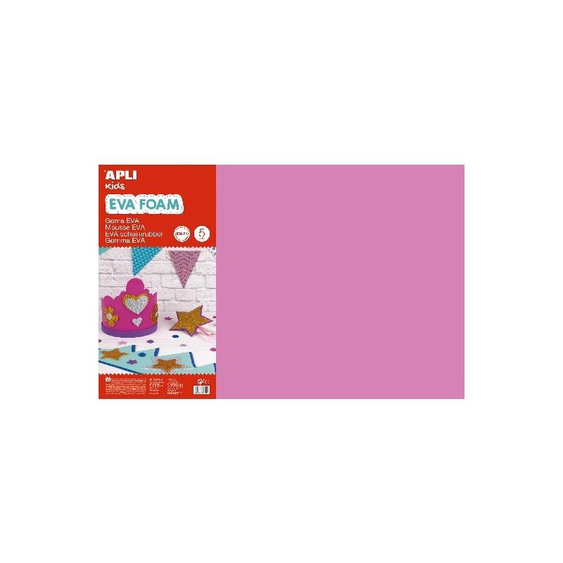 APLI GOMA EVA 40X60CM GROSOR 2MM ROSA PACK 5 UD