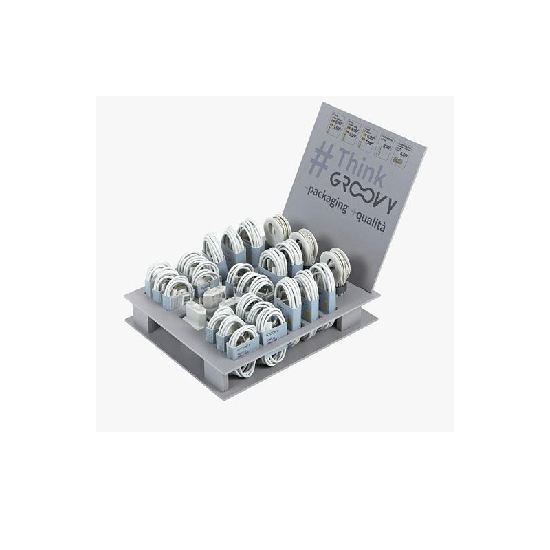 GROOVY EXPOSITOR DE CABLES, AURICULARES Y CARGADORES -29U-