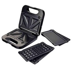 GRUNKEL SANDWICHERA C/ GRILL 750W 3 PLACAS DESMONTABLES NEGRO