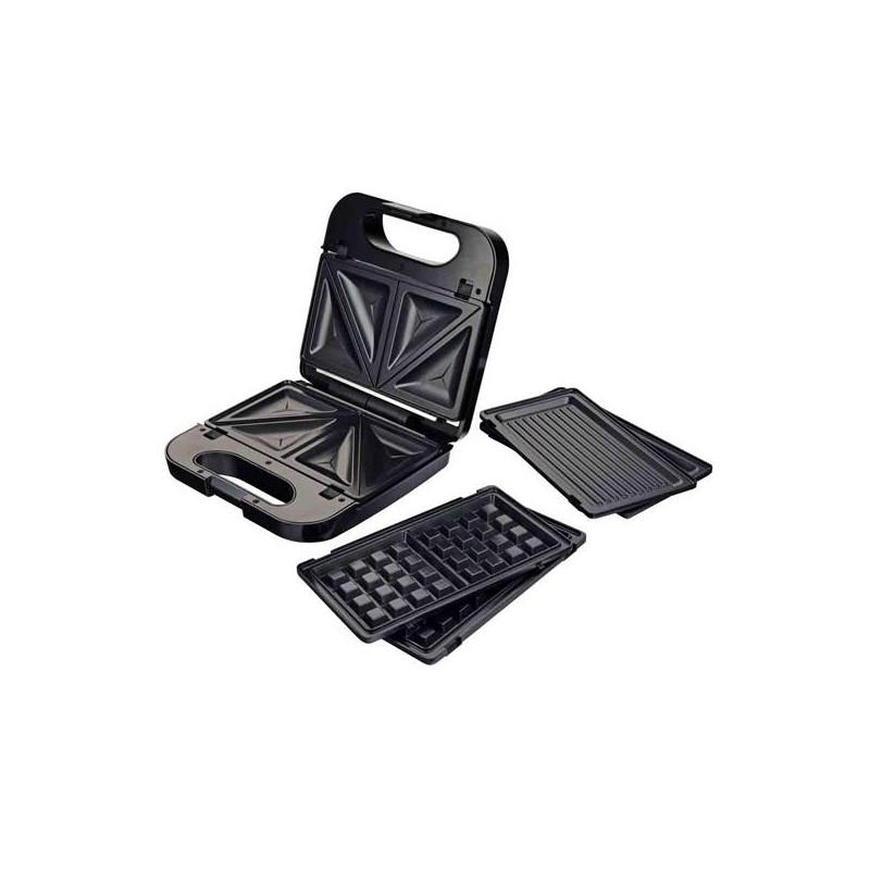 GRUNKEL SANDWICHERA C/ GRILL 750W 3 PLACAS DESMONTABLES NEGRO