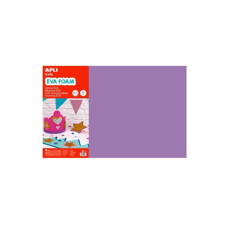 APLI GOMA EVA 40X60CM GROSOR 2MM LILA PACK 5 UD