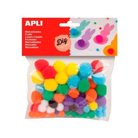 APLI POMPONES COLORES SURTIDOS -BOLSA 78U-