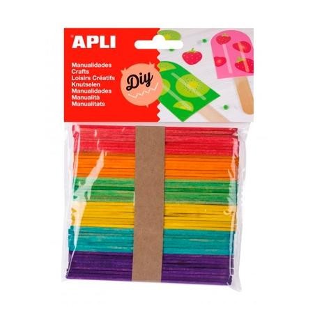 APLI PALOS DE POLO DE MADERA 114X10MM COLORES SURTIDOS -BOLSA 50U-