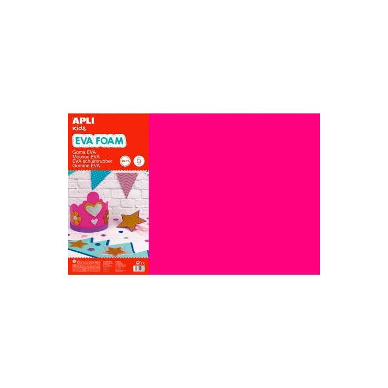 APLI GOMA EVA 40X60CM GROSOR 2MM FUCSIA PACK 5 UD