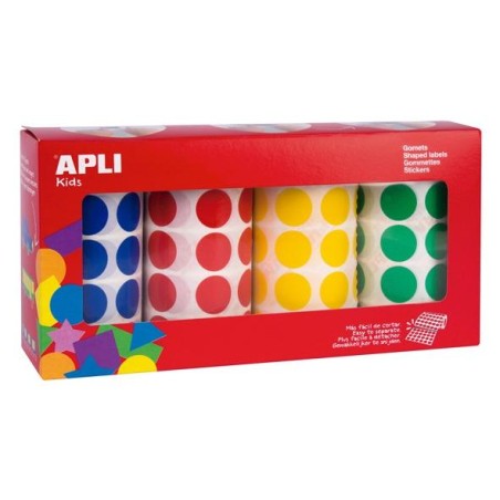 APLI GOMETS REDONDOS 20MM CAJA 4 ROLLOS COLORES SURTIDOS - 7080 UNIDADES-