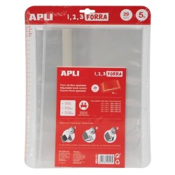 APLI FORRO DE LIBROS CON SOLAPA AJUSTABLE 290MM PP 75 MICRAS BLÍSTER 5 UD