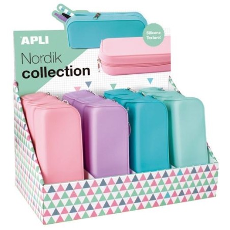 APLI PORTATODO DE SILICONA NORDIK COLLECTION COLORES SURTIDOS -EXPOSITOR 12U-
