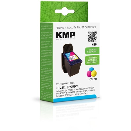 TINTA KMP 3 COLORES C M Y DESKJET F380 D1360 D2360 3920 3940 OFFICEJET 4355 4315 PSC 1402 1410 1415 1417 - Nº 22XL CAPACIDAD EXT