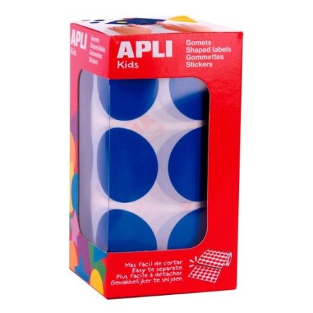 APLI GOMETS REDONDOS 33MM ROLLO AZUL -ROLLO 708 UNIDADES-