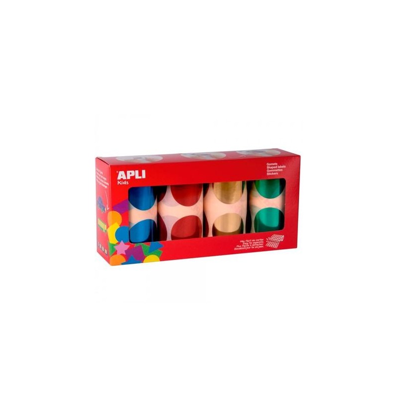APLI GOMETS XXL PACK 4 ROLLOS REDONDOS Y COLORES SURTIDOS METALIZADOS -5664 UNIDADES-