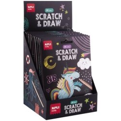 APLI MINI LÁMINAS RASCA Y DIBUJA SET SCRATCH&DRAW CAJA EXPOSITORA DE 12 SURTIDOS +4 AÑOS