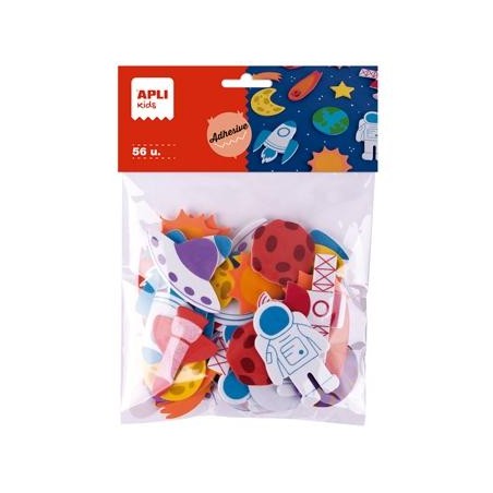 APLI FORMAS DE GOMA EVA ADHESIVA DISEÑO ESPACIO BOLSA DE 56 C/SURTIDOS +4 AÑOS