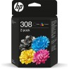 HP TINTA PACK NEGRO + TRICOLOR ENVY SERIES 6110, 6120, 6130, 6520, 6530 - Nº 308
