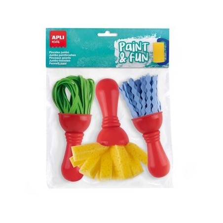 APLI PINCELES PAINT&FUN MAXI GOMA EVA Y ESPONJA PAINT & FUN C/SURTIDOS BOLSA 3 UD