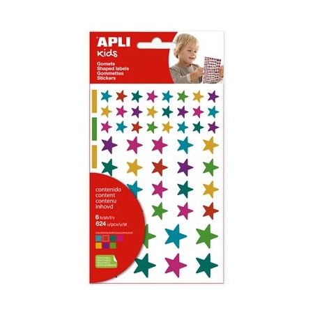 APLI GOMETS ESTRELLAS REMOVIBLES MULTICOLOR 624U 6 HOJAS C/SURTIDOS