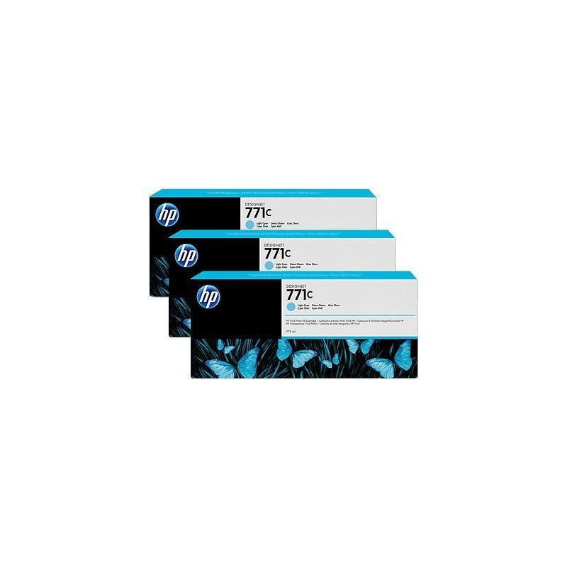 HP CARTUCHO GF PARA Z6200 CRD 771C, COLOR CIAN CLARO, PACK 3 UDS