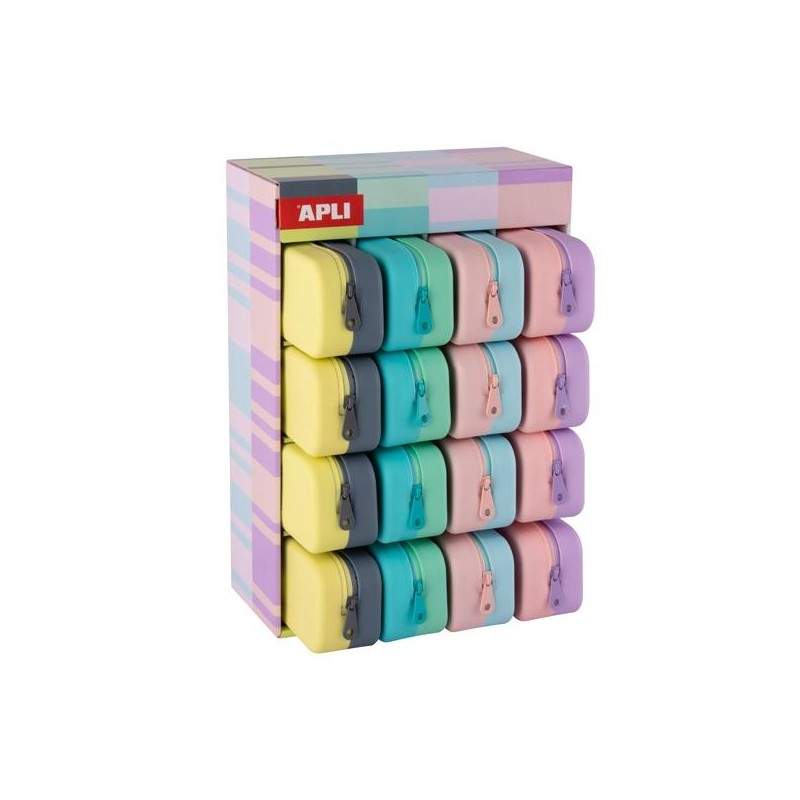 APLI ESTUCHE DE SILICONA BICOLOR NORDIK PASTEL 185X55X75MM EXPOSITOR DE 16 C/SURTIDOS