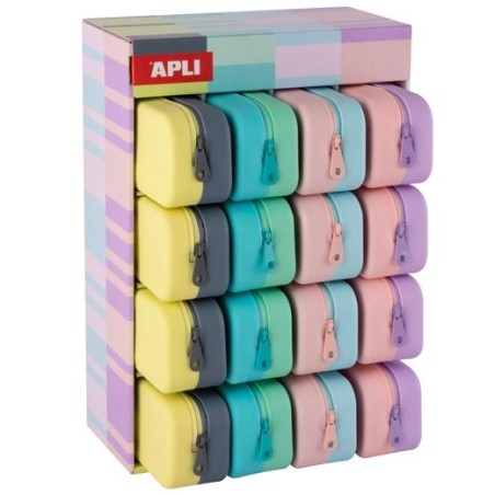 APLI ESTUCHE DE SILICONA BICOLOR NORDIK PASTEL 185X55X75MM EXPOSITOR DE 16 C/SURTIDOS