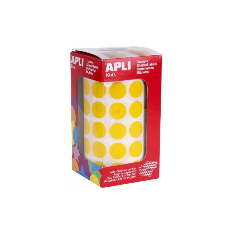 APLI GOMETS REDONDOS 15MM ROLLO AMARILLO -ROLLO 2832 UNIDADES-