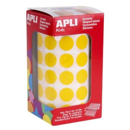 APLI GOMETS REDONDOS 15MM ROLLO AMARILLO -ROLLO 2832 UNIDADES-