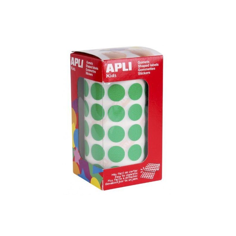 APLI GOMETS REDONDOS 15MM ROLLO VERDE -ROLLO 2832 UNIDADES-