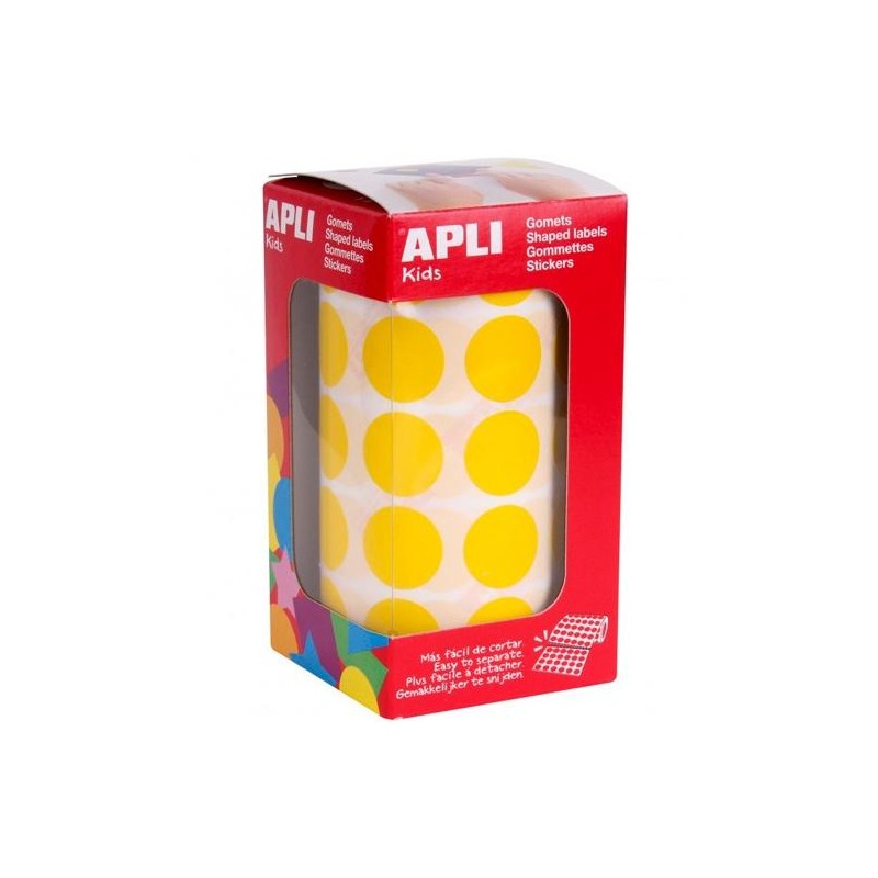 APLI GOMETS AUTOADHESIVOS REDONDOS 20 MM ROLLO AMARILLO