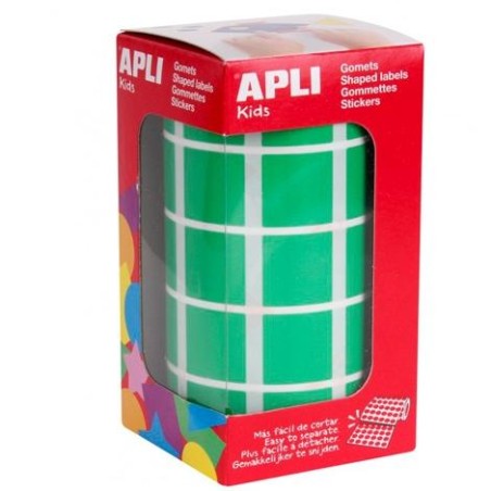 APLI GOMETS CUADRADOS 20MM ROLLO VERDE -ROLLO 1770 UNIDADES-