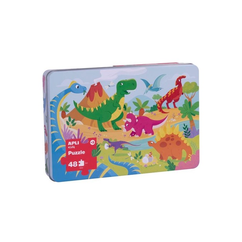 APLI PUZZLE TEMÁTICA DINOSAURIOS 24 PIEZAS CAJA METÁLICA +3 AÑOS