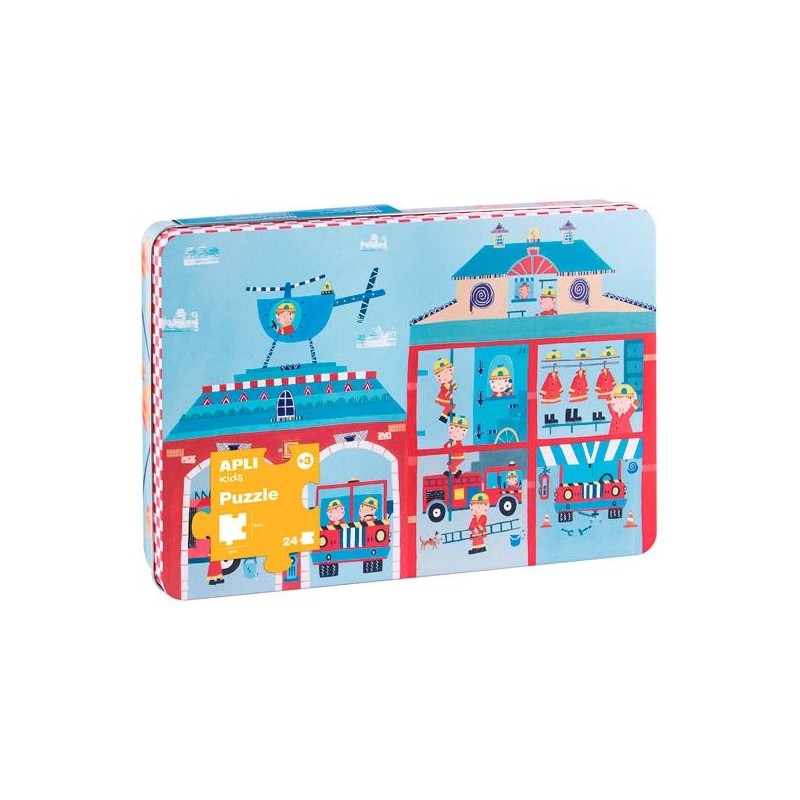 APLI PUZZLE TEMÁTICA BOMBEROS 24 PIEZAS CAJA METÁLICA +3 AÑOS