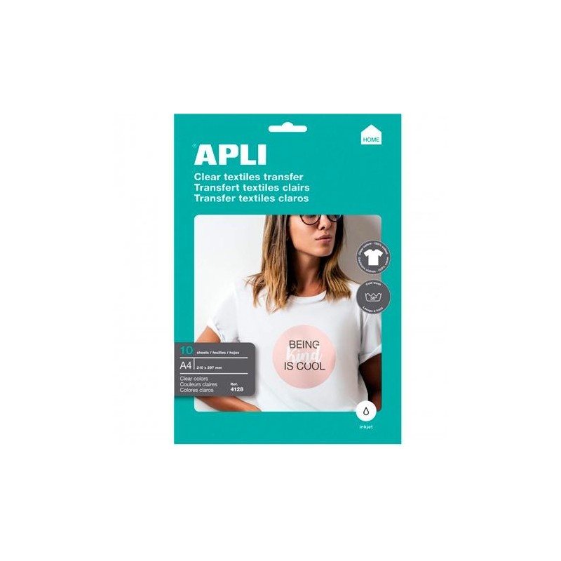 APLI PAPEL TRANSFER A4 PRENDAS BLANCAS INKJET PAQUETE 10H