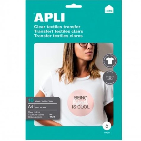 APLI PAPEL TRANSFER A4 PRENDAS BLANCAS INKJET PAQUETE 10H