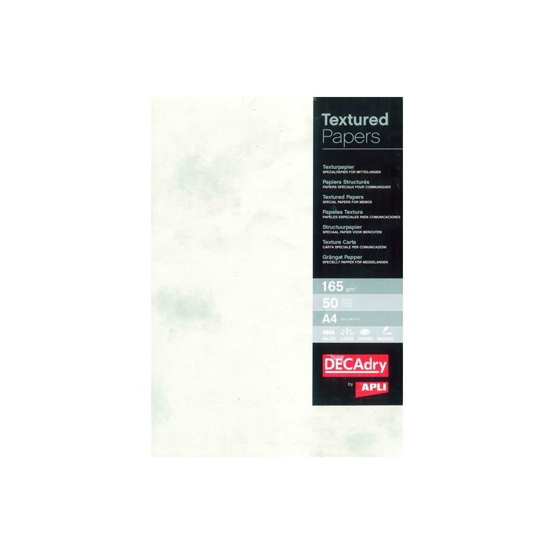 APLI PAPEL TEXTURA MÁRMOL A4 165GR PACK 50H GRIS
