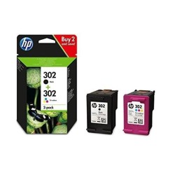HP TINTA NEGRO + TRICOLOR (C/M/Y) OFFICEJET 3830 - Nº 302 (F6U66AE + F6U65AE) (PACK 4 COLORES)