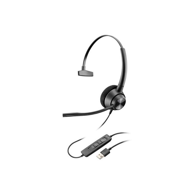 HP POLY AURICULARES ENCOREPRO EP310 DIADEMA MONOAURAL C/ MICRÓFONO CONTROL DE VOLUMEN CABLE USB-A NEGRO
