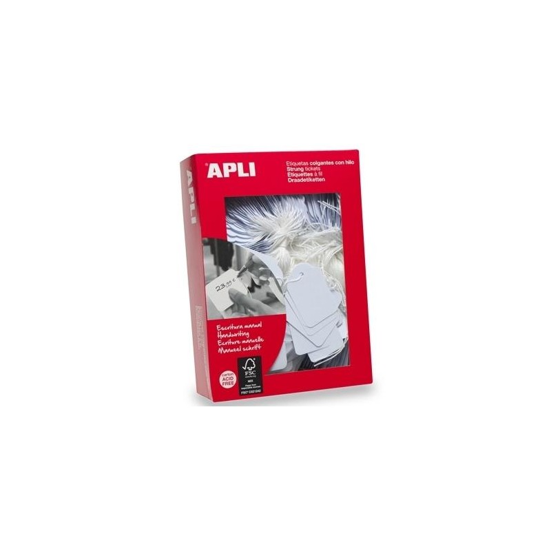 APLI ETIQUETAS COLGANTES CON HILO 7X19MM CAJA DE 1000 BLANCO