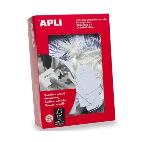 APLI ETIQUETAS COLGANTES CON HILO 7X19MM CAJA DE 1000 BLANCO