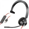HP POLY AURICULARES BLACKWIRE C3310 DIADEMA MONOAURAL C/ MICRÓFONO CONTROL DE VOLUMEN CABLE USB NEGRO
