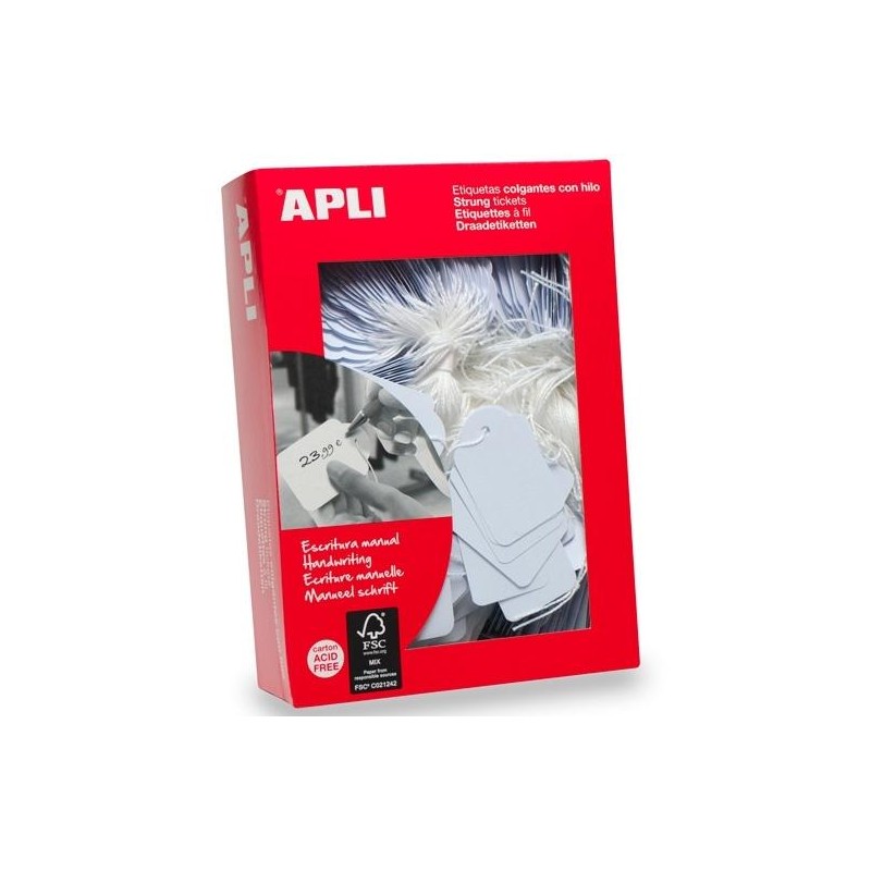 APLI ETIQUETAS COLGANTES CON HILO 45X65MM CAJA DE 400 BLANCO