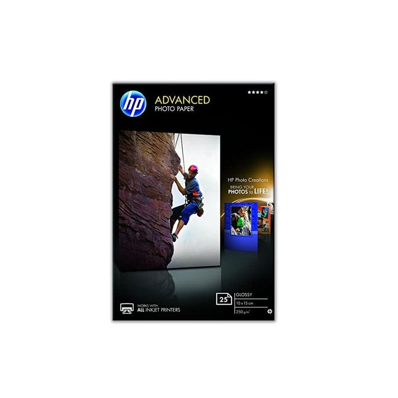 HP PAPEL FOTOGRÁFICO SATINADO 25 HOJAS /10 X 15 CM SIN BORDES