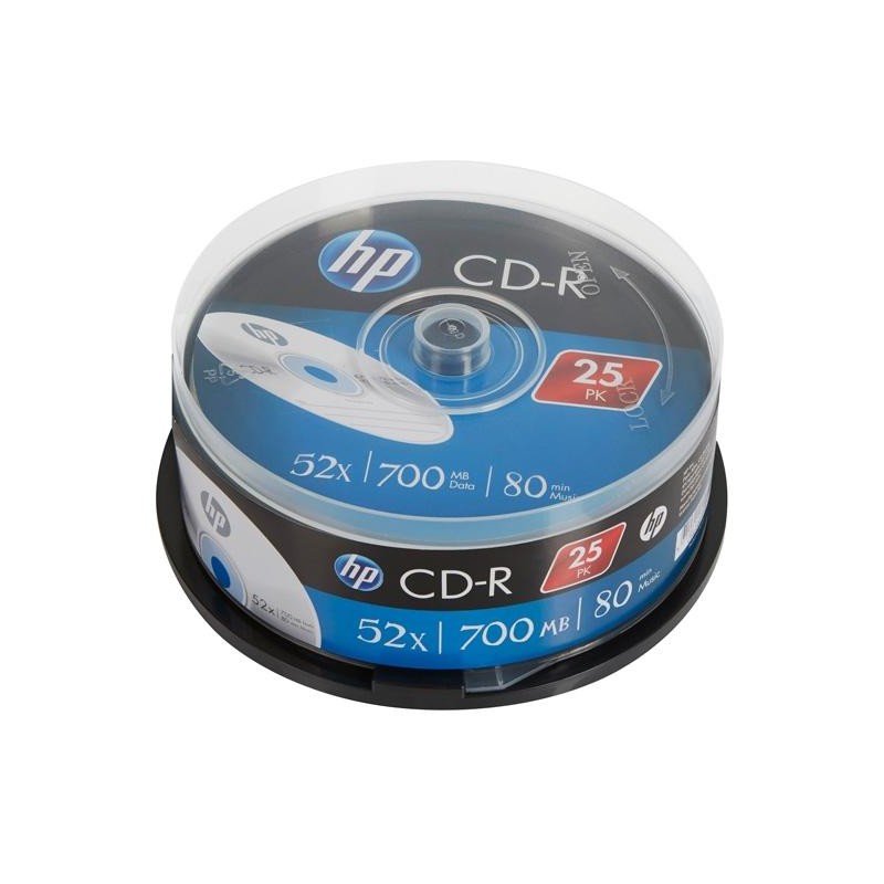 HP CD-R , 700MB, 52X, TARRINA DE 25 UNIDADES