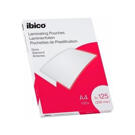 IBICO FUNDAS DE PLASTIFICAR 2X125 MICRAS A4 BRILLO PACK 100 UD
