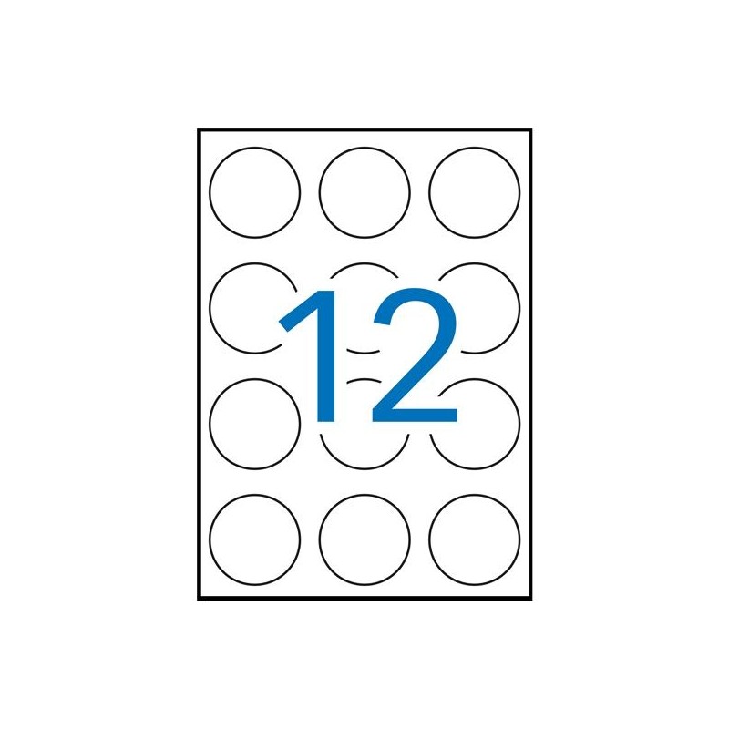 APLI ETIQUETAS ADHESIVAS CIRCULARES Ø60MM INKJET/LÁSER 12 X 100H BLANCO