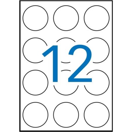 APLI ETIQUETAS ADHESIVAS CIRCULARES Ø60MM INKJET/LÁSER 12 X 100H BLANCO