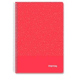 IMPREX CUADERNO ESPIRAL TAPA PP FOLIO 80H 90GR 4X4 ROJO